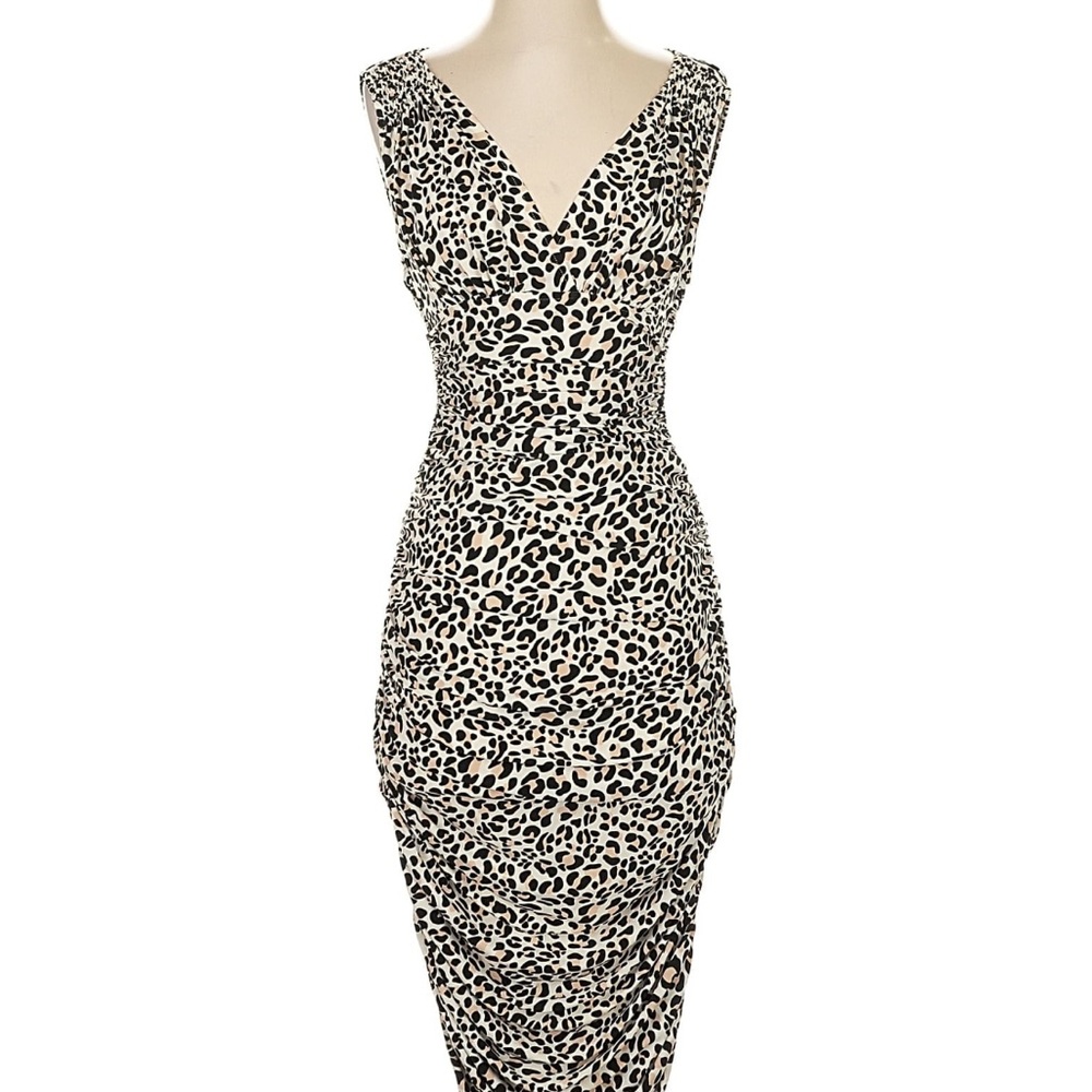 Norma Kamali Black and Cream Midi Dress
